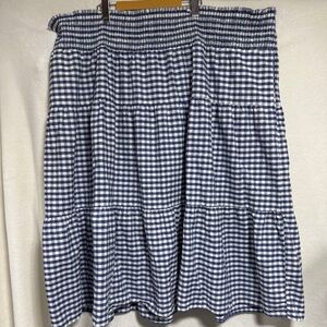 Universal Thread Women Blue and White Gingham Tiered Midi Skirt Plus Size 4X